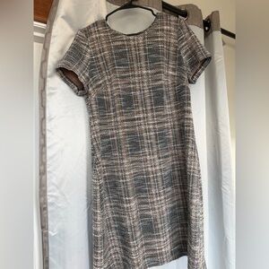 Calvin Klein Gray Orange Plaid Short Sleeve Dress